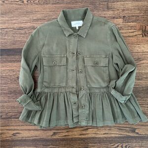 THE GREAT. Olive Button-Up  Utility Jacket - size 0 - XS